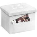 AmasSmile Ottoman with Storage,16" Folding Leather Foot Rest Chest,White - color: White 1 Pack, size: 16"*12"*12"with side pockets