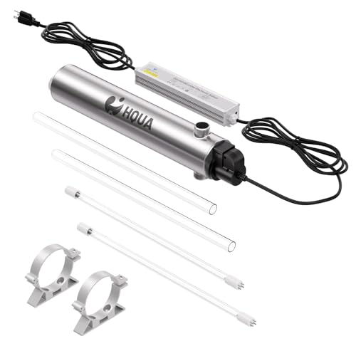 HQUA-TWS-121 120V 55W 12GPM 1“ MNPT Inlet/Outlet, Whole House Ultraviolet Water Purifier Filter, + 1 Extra UV Bulb, + 1 Extra Quartz Sleeve - size: 1" MNPT