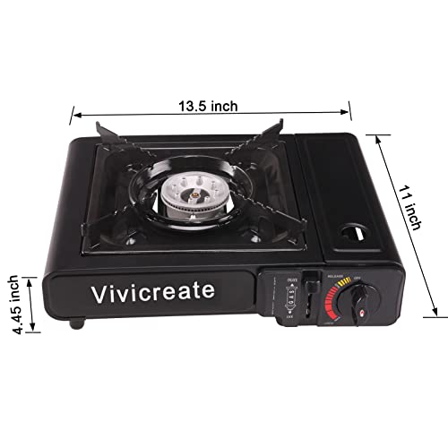 Vivicreate Portable Butane Stove 8500 BTU, Butane Stove with Auto Ignition for Camping, Lightweight Portable Gas Stove Burner with Safety Lock, Butane Burner, Estufa de Gas Portatil(Black) - color: Black