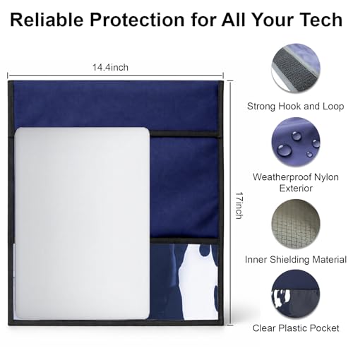 Faraday Bags EMP Proof, Anti-Tracking Faraday Bag for Laptops & Tablets & Phones & Car Keys, Fireproof & Waterproof Anti-Theft Signal Blocker Pouch, 14.4x17IN Faraday Cage (Navy Blue)