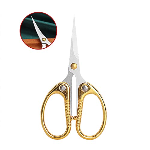 4.5" Cute Embroidery Scissors with Curved Tip for Sewing, Small Stainless Steel Sharp Scissors Craft Shear for DIY Craft Art Work Sewing Handicrafts Needlework Tool and Daily Use Gold - color: Gold