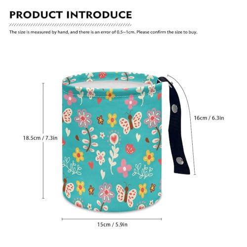 Cartoon Daisy Butterfly Car Rubbish Bag Can Reusable Hanging Auto Garbage Organization Can Bin with Adjustable Strap for Camping，Travel Accessories - color: Cartoon Daisy Butterfly