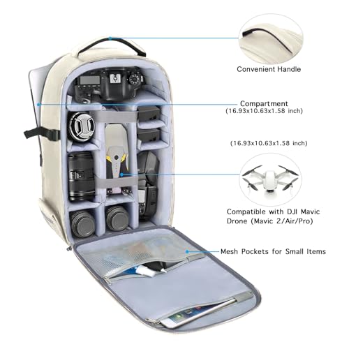 MOSISO Camera Backpack, DSLR/SLR/Mirrorless Photography Camera Bag - color: Beige