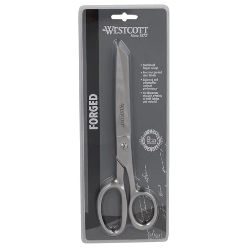 Westcott 9in Forged Classic Fabric and Paper Scissors, Heavy Duty, Knife-Edge for Sewing, Tailoring, General Arts and Crafts, Office - size: 9-Inch Straight