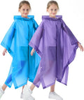 2 Pack Raincoats for Kids, Kids Rain Jacket Reusable Rain Ponchos for Boys and Girls - color: Blue&pueple
