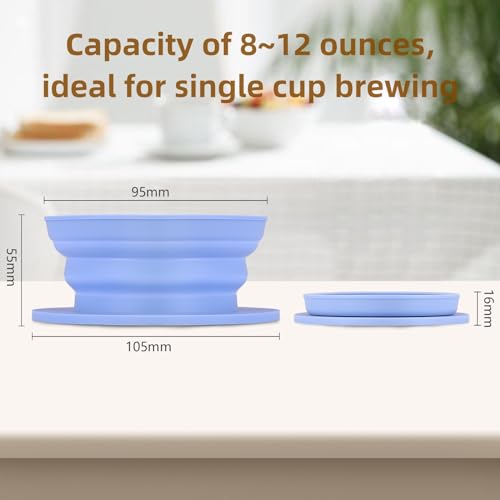 3 Pack Collapsible Travel Pour Over Coffee Maker Camping, Paperless Travel Collapsible Pour Over Coffee Dripper Kit, Silicone Reusable Coffee Strainer Pour Over Cup - color: Green+Blue+Purple