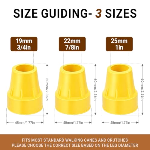 Crutch Tips 7/8 Inch Upgrade Heavy Duty Rubber Crutch Accessories Replacement Rubber Cane Tips, 4-Pack Yellow - color: Yellow-4 Pcs