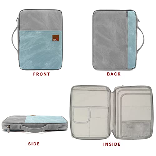 Lanola A4 Document Bags Portfolio Waterproof Business File Holder Travel Gear Organizer Electronics Accessories Bag - color: Grey and Light Blue