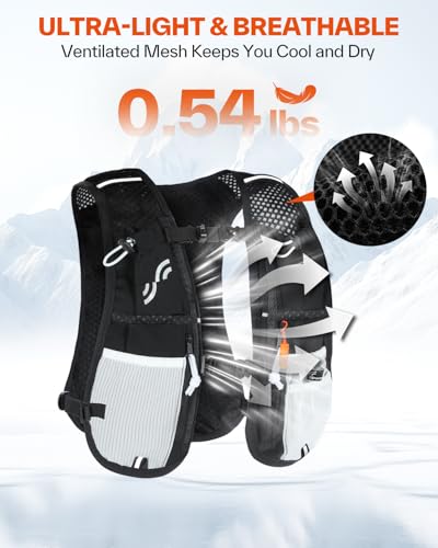 Sportneer Hydration Backpack: Lightweight Water Pack with 1.5L Bladder, Hydro Water Daypack for Running Hiking Biking Cycling for Women Men