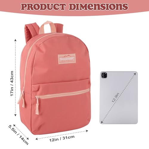 Trail maker Classic 17 inch Backpacks with Adjustable Padded Straps | School Backpacks for Girls, Boys - color: Coral