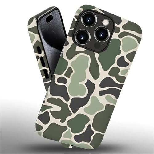 SmaMZ for iPhone 16 Pro Max Case, T2 Army Green Camo Shockproof Rugged Cover Dual Layer Soft TPU Hard PC Bumper Case Design for iPhone 16 Pro Max - color: Army Green Camo