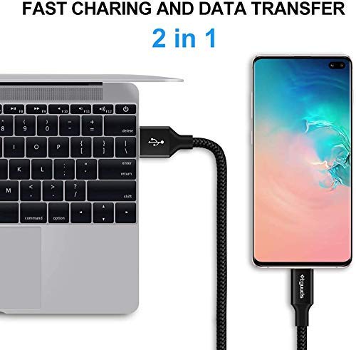 etguuds 6.6ft USB A to USB C Cable, 2Pack Fast Charging Cord Type C Charger - color: Black, size: 6.6ft