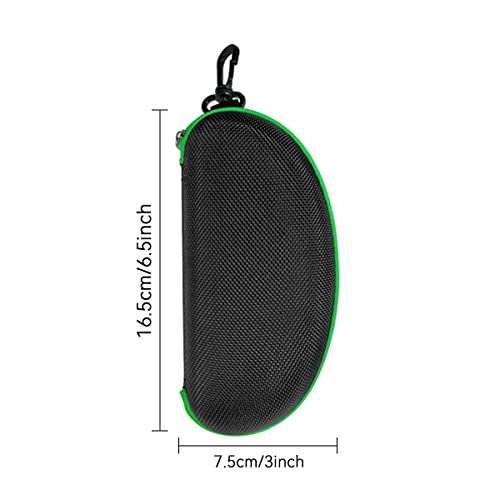 3pcs Zipper Hard Shell Sunglasses Case and Eyeglasses Case Portable Travel Glasses Case with Plastic Hook - color: Green