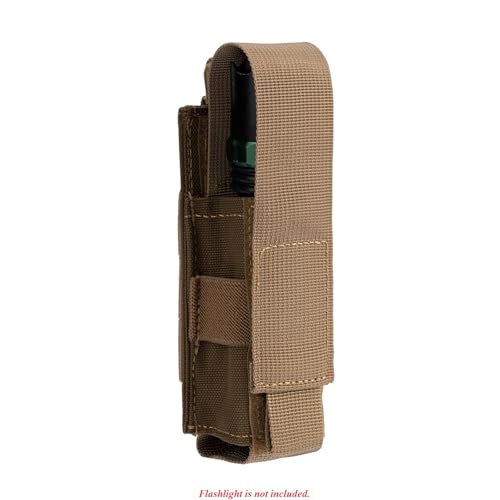 Tactical Flashlight Holster MOLLE Torch Holder MK4 OC/Mace Pepper Spray Canister Carrier EDC Flash Light Pouch Multitool Case with Strap&Snap Clip for Duty/Combat Belt Backpack Vest Chest Rig - color: Coyote Brown