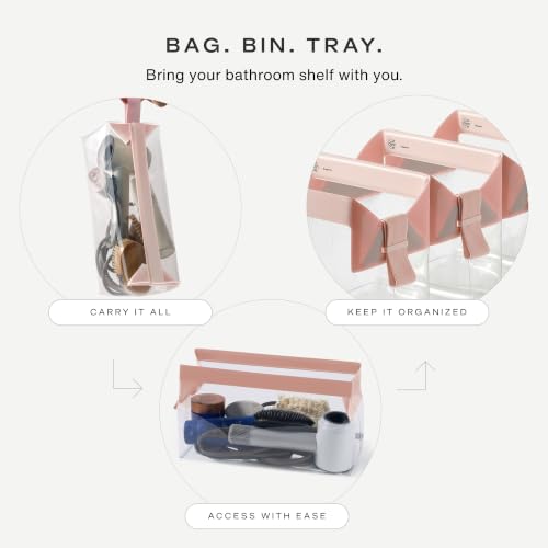 Cadence Parcel - Clear Travel Kit with Zipperless Magnetic Closure - Rose, Extra Large - Durable, Leak-Resistant and TSA Approved Toiletry Bag - Modular Organization - Recycled TPU (4 Qt) - color: Rose, size: Extra Large