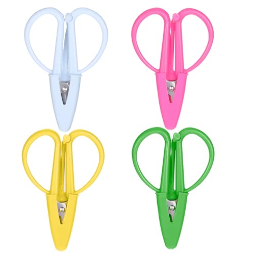 4 Pcs Tiny Small Scissor with Cover Multicolor Tiny Travel Scissors Mini Scissors Set 2.6x1.7 Inch Stainless Steel Detail Sewing Scissor for Sewing Crafts Yarn