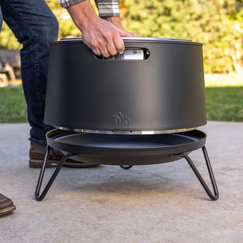 TIKI Social Smokeless Fire Pit, 20 in Wood Burning Fire Pit with Cover | Black, 20-Inch, Stainless Steel, Portable, Wood-Burning, For Patio, Camping Friendly, Includes Cover, Removable Ash Pan - style: Social Fire Pit