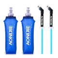YAPJEB Soft Flask Collapsible Water Bottles, TPU Soft Water Bottle Folding Flask for Hydration Pack, BPA Free Folding Water Bottle Ideal for Cycling - color: 500ml/16.9oz - 2 Pack with Straws