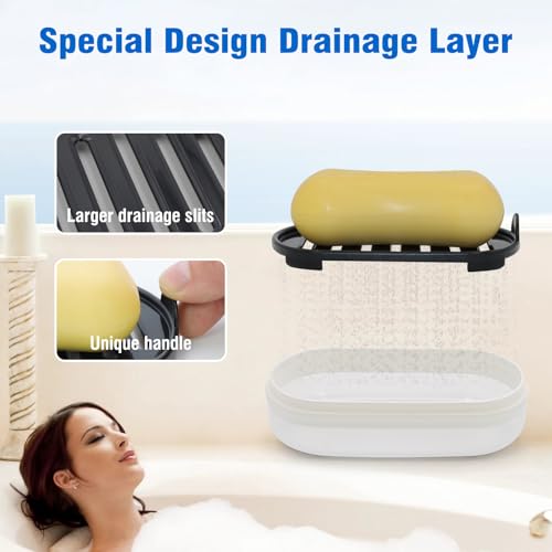 AIMAIAIMAI Soap Box, Travel Soap Container, Bar Soap Case with Removable Draining Layer - Clear Style A - color: Clear Style a