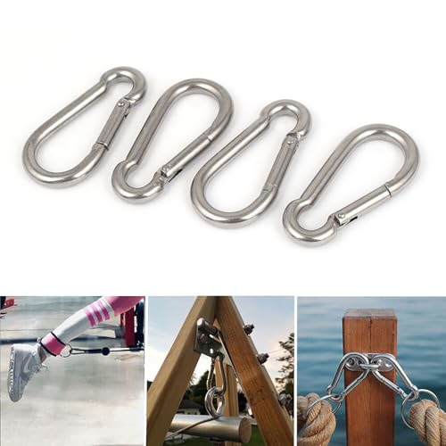 3.15 Inch 4 Pack Spring Snap Hook Carabiner, Cable Machine Accessories for Home Gym Pulldown Attachment, Exercise Machine, Heavy Duty Steel Clip for Outdoor Fitness - size: 2.75 Inch