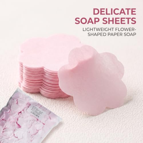1000 Sheets Pink Portable Disposable Paper Soap Portables,Travel Hiking Washing Hand Bath Toiletry Paper Soaps Sheets,Portable Gentle Soaps Papers for Kids Women,Foot and Hand Care