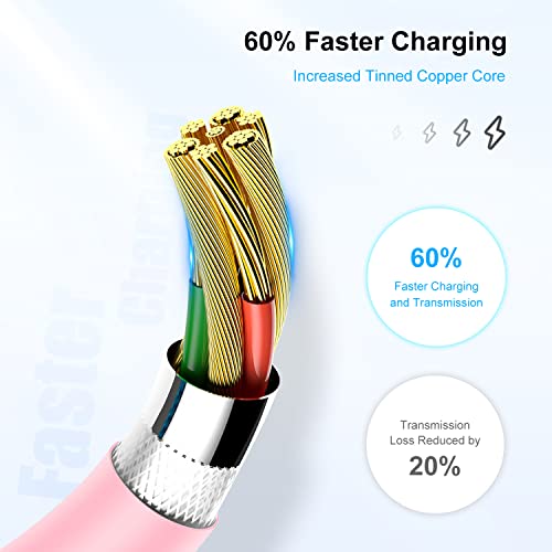 3ft iPhone Charger Apple MFi Certified, Apple Lightning to USB Cable 3 Feet,Fast Apple Charging Cable Cord 3 Foot for iPhone 14 Pro Max/13/13 Mini/13 Pro/12/11 Pro/11/XS MAX/XR/8/7/6s/5S/iPad - color: 2PACK-Pink