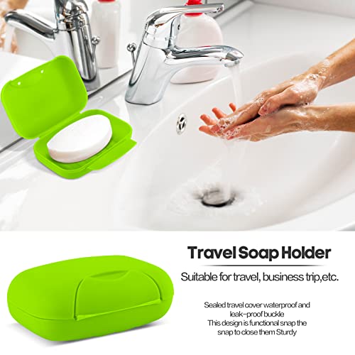 2 Pcs Plastic Soap Case Holder Container Box Home Outdoor Hiking Camping Travel Light Green - color: Green