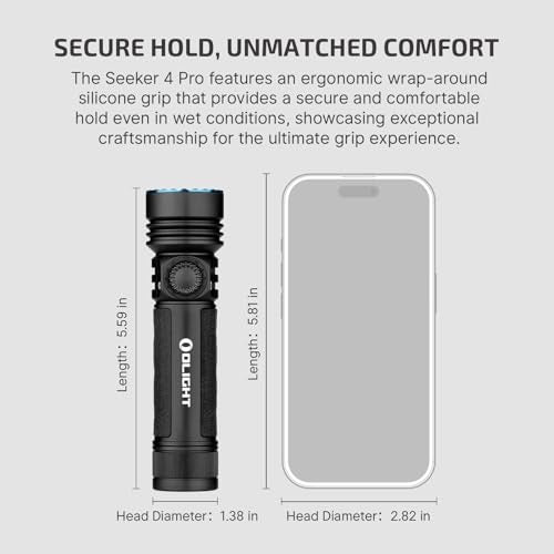 OLIGHT Seeker 4 Pro Rechargeable Flashlights, Bright High Lumens Black | 4600 Lumens, High Powerful Flash Light, with USB C Charging Holster, Waterproof IPX8 for Emergencies, Camping, Searching - color: Black