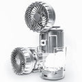 Solar Camping Lantern with Fan & Phone Charger, Portable Rechargeable Power for Hurricanes, Emergency, Power Outage and Camping Gear, Silver - style: Modern