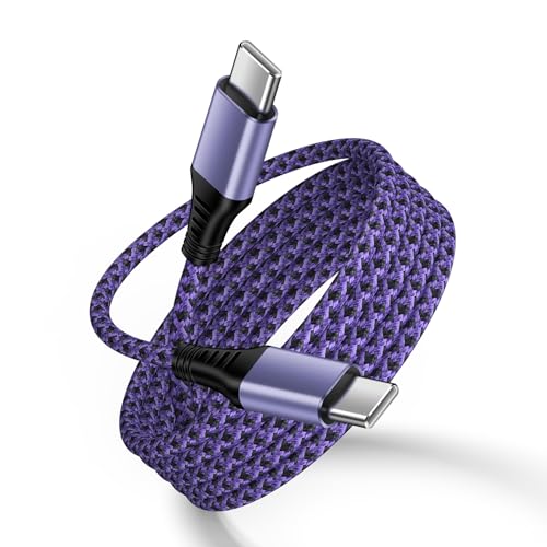 USB C to USB C Charger Braided Cable 60W 10ft Long Fast Charge Type C to Type C Charging Cord Wire for iPhone 17 Pro Max/17/16e/16 Pro Max/15/15 Pro/Samsung Galaxy S25 Edge/S24/S23/S22/S20/A17/A16/A56 - color: Purple