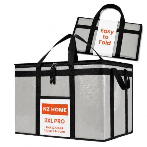 NZ home PRO Large Insulated Food Delivery Bag (3XL, Gray, 1 Pack) - color: Gray, size: 3XL (PRO)