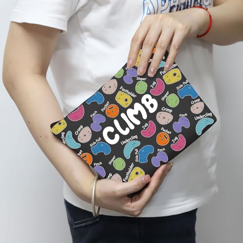 MNIGIU Rock Climber Gift for Women Rock Climbing Cosmetic Bag Climb Gift Rock Climbing Bouldering Lover Gift (Climb Black Bag) - color: climb makeupbga