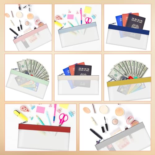 8 Pack Clear Money Envelopes for Cash Money Bag Pouch 7.6x3.7 inch | Waterproof TPU Money Bags With Zipper Cash Bag for Coin Invoice Bills Tools Cosmetics Rceipts School Supplies Gifts,8 Colors - color: 8 colours