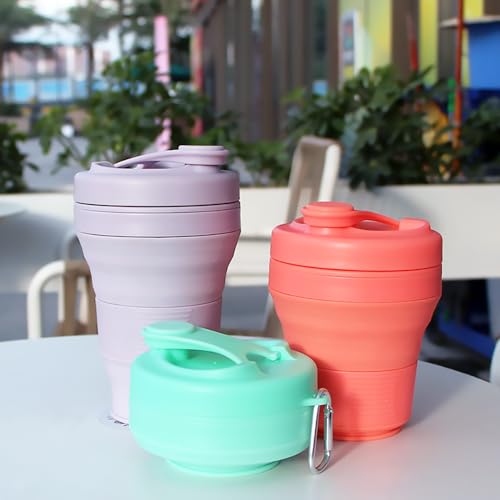 Silicone Coffee Cup with Straw lid Collapsible Cups for Traveling 20oz Lightweight Folding Water Mug for Picnic Hicking Camping Climbing - color: Orange