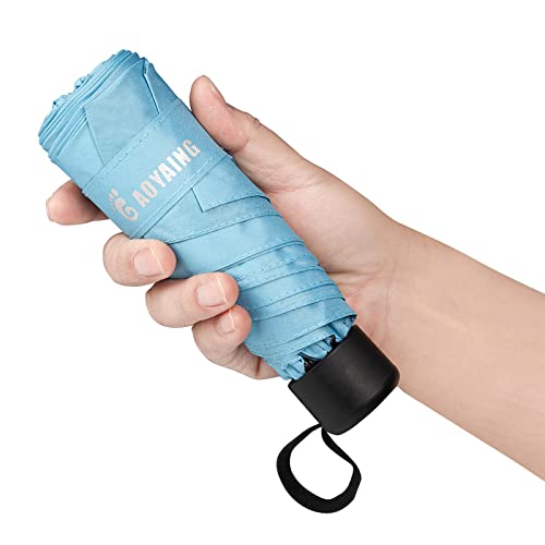 GAOYAING Compact Travel Umbrella with Case Sun&Rain Lightweight Small and Compact Suit for Pocket 34 Inches - color: Sky Blue, size: 34 Inches