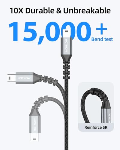 Short Mini USB Cable 0.5FT 2Pack, 6 inch USB 2.0 to Mini USB Charger Cable | 5 Pin Mini B Cable for PS3 Controller, MP3/MP4 Player, Dash Cam, Garmin Nuvi GPS, Blue Yeti, GoPro Hero 3+ - size: 0.5FT