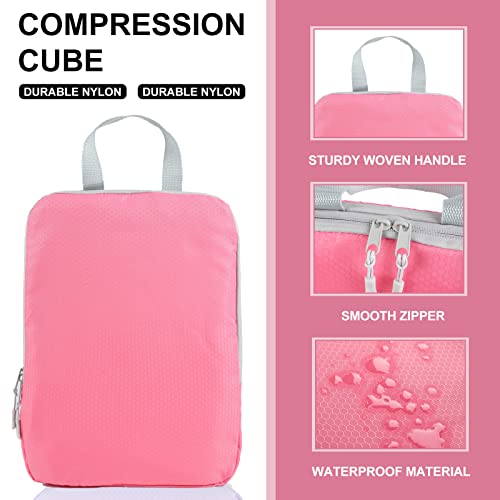 COVAX 4 Set Compression Packing Cubes, Travel Luggage Organizers and Storage Packing Cubes (Pink) - color: Pink