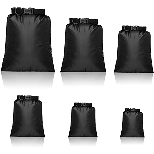 Shappy 6/12 Pcs Waterproof Dry Bags, Lightweight Outdoor Waterproof Dry Stuff Sacks 15/8/5/4/3/2 L and Long Adjustable Shoulder Strap for Kayaking Rafting Boating Hiking Camping - color: Black