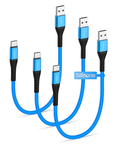 Silicone Short USB C Cable 0.5/1/1.5ft, 3A Fast Charging Type-C Cable - color: Blue, size: 0.5 Ft./1 Ft./1.6 Ft. Set