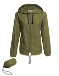 Avoogue Raincoat Women Lightweight Waterproof Rain Jackets Packable Outdoor Hooded Windbreaker - color: Army Green, size: Medium