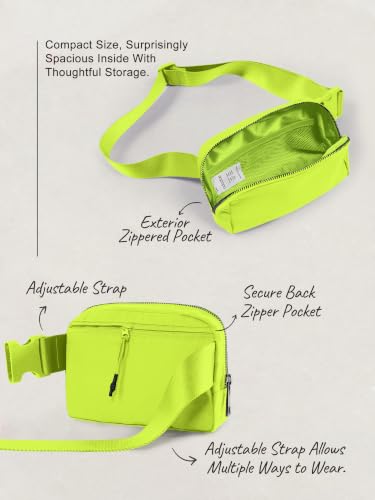 ODODOS Unisex Mini Belt Bag with Adjustable Strap Small Fanny Pack for Workout Running Traveling Hiking, Neon - color: Neon