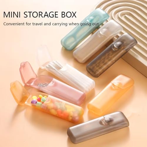 Portable Storage Box Set, Travel Capsule Medicine Case, Toothpick and Floss Holder, Mini Organizer for Cosmetics Jewelry Small Parts
