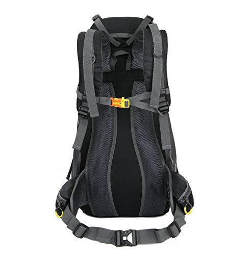 WoneNice 50L(45+5) Waterproof Hiking Backpack Outdoor Daypack w/Rain Cover - color: Black