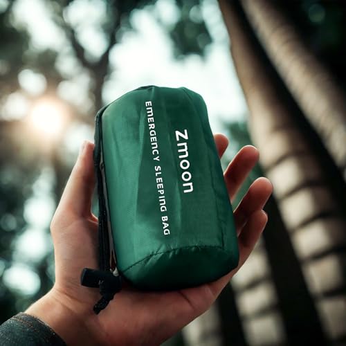 Zmoon Emergency Sleeping Bag Survival Bag, Portable Waterproof Thermal Bivy Sacks,Bivvy Bags,Camping Mylar Sleeping Bag Survival Gear Emergency Blankets Survival Shelter - size: Green Pack of 2