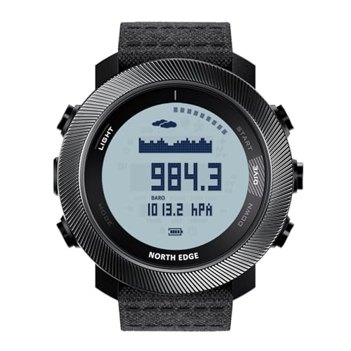 NORTH EDGE Apache-D Freediving Watch for Men, 100M Water Resistant Digital Outdoor Watch with 50M Dive Mode, Compass, Altimeter, Barometer, Thermometer, Pedometer, Rechargeable Hiking Watch - color: Black