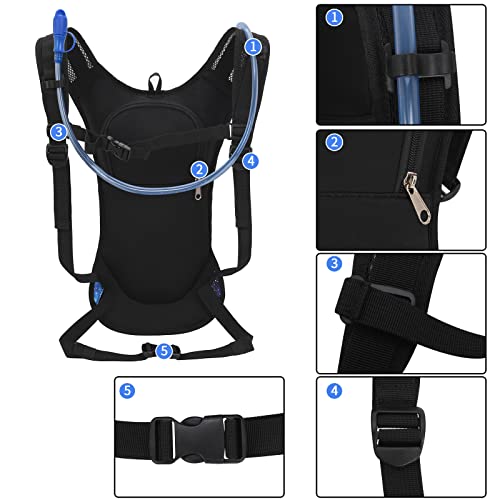 Roptat Hydration Backpack Pack with 2L Hydration Bladder - Lightweight Water Backpack Water Pouch for Women Men Running Riding Biking Music Festival
