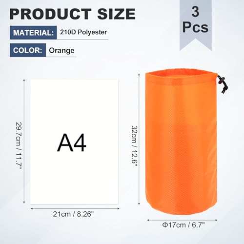 Drawstring Bag with Toggle Cinch Sack and Ditty Pouch Durable Ditty - color: Orange, size: 7x13inch