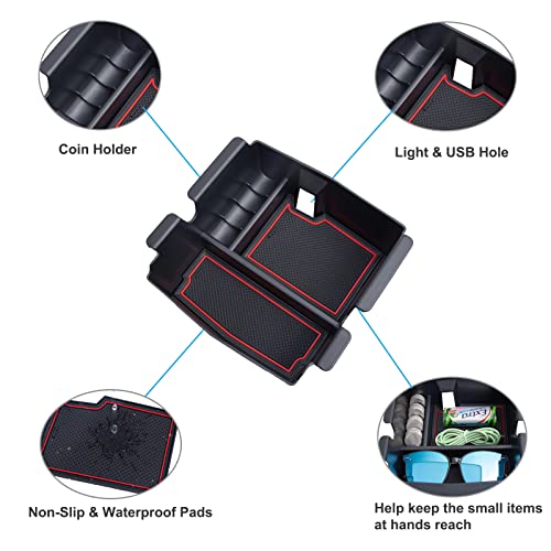 Center Console Organizer for Jeep Wrangler JL/JLU & Gladiator JT Red Trim - color: Red