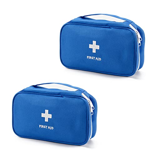 Portable Empty First Aid Kit Bag, Travel Medicine Pouch, Small Medical Bag (2 Pieces Blue) - color: 2 Pieces Blue