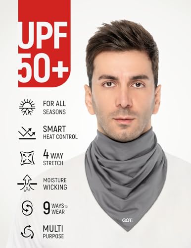 UPF 50+ Cooling Bandana for Men & Women - UV Sun Protection Neck Scarf - color: Gray